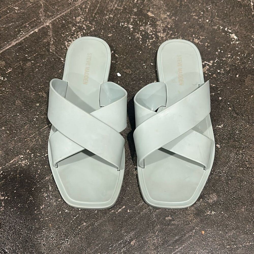 Steve Madden Horizon Flat Slip On Sandals Light Blue 6